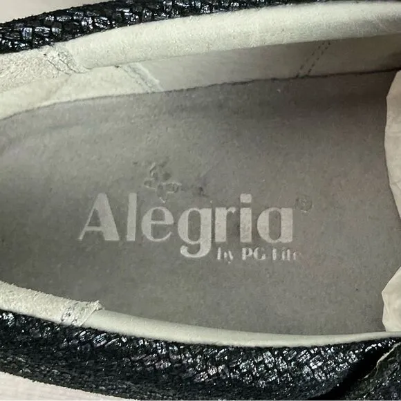 Alegria Lauryn Black Shoes Sz 38 US 8 - 8.5 Slip On Comfort Sparkle Cosmos Clogs
