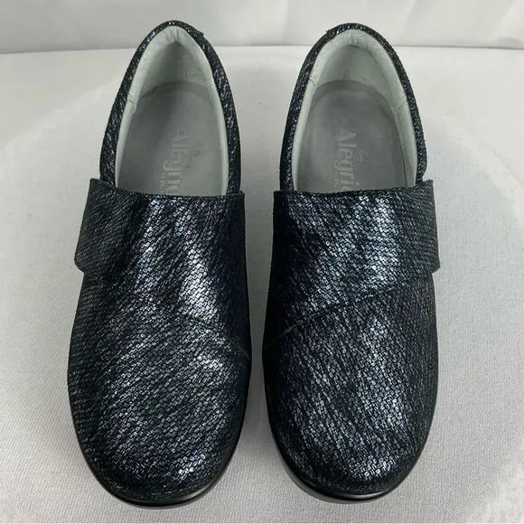 Alegria Lauryn Black Shoes Sz 38 US 8 - 8.5 Slip On Comfort Sparkle Cosmos Clogs