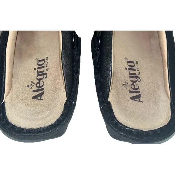 Alegria Seville 601 Black Oiled Leather Slip-On Clogs Size 40/9.5-10 Buckle