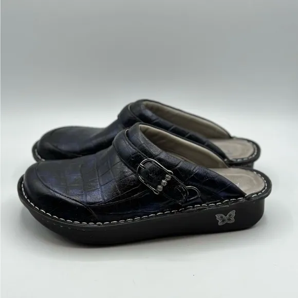 Alegria Women's Seville Clog Blue Croc Leather