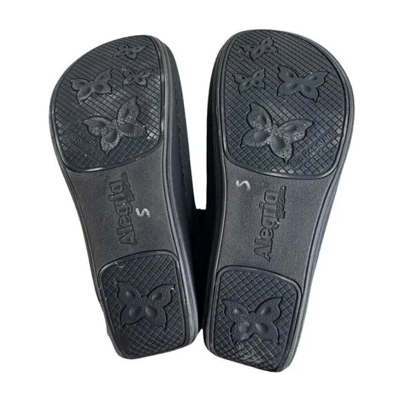 Alegria Women's Sz 37 (US 6.5) Black Leather Mule Clogs ALG-601 Buckle Comfort