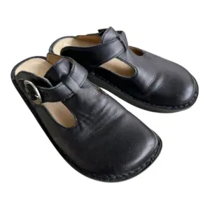 Alegria Women's Sz 37 (US 6.5) Black Leather Mule Clogs ALG-601 Buckle Comfort