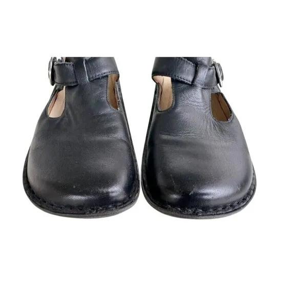 Alegria Women's Sz 37 (US 6.5) Black Leather Mule Clogs ALG-601 Buckle Comfort