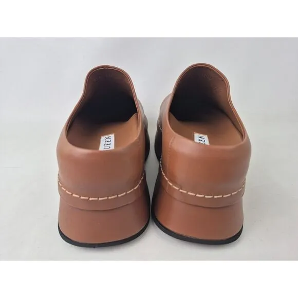 Alexander McQueen Women's Brown Leather Stone Round-Toe Slip-On Clog Size 38.5