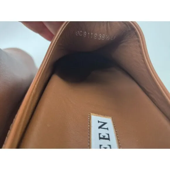 Alexander McQueen Women's Brown Leather Stone Round-Toe Slip-On Clog Size 38.5