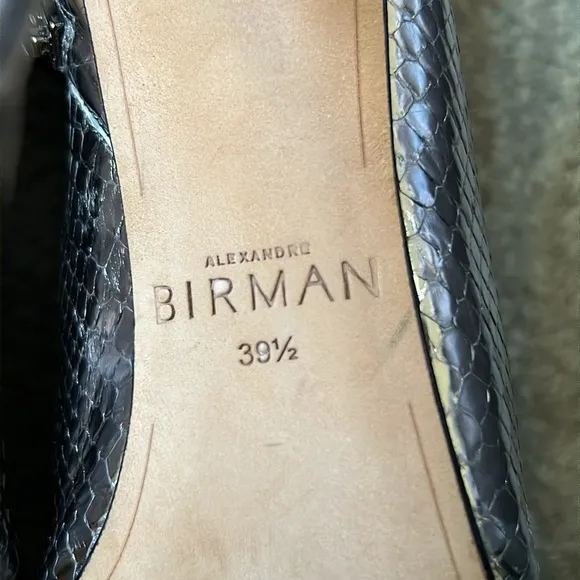 Alexandre Birman Snakeskin Silver Lace Up Open Toe Ankle Heels/Booties Size 9.5