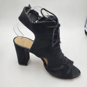 ALEXANDRE BIRMAN womens 40/9 black suede open toe open back lace up heels