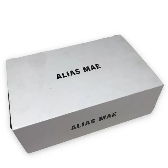 Alias Mae Isaac Heels 10 Croc Embossed Leather Ankle Strap Square Open Toe White