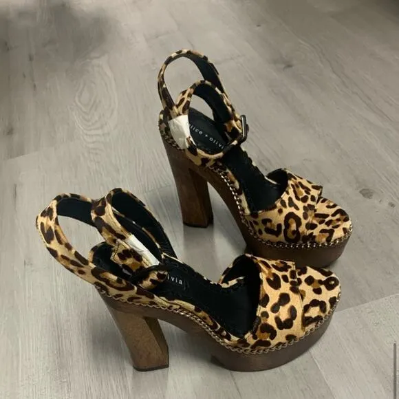 Alice   Olivia Faira Leopard Block Heels- 8,8.5