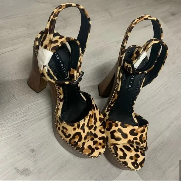 Alice   Olivia Faira Leopard Block Heels- 8,8.5