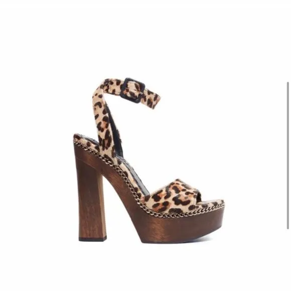 Alice   Olivia Faira Leopard Block Heels- 8,8.5