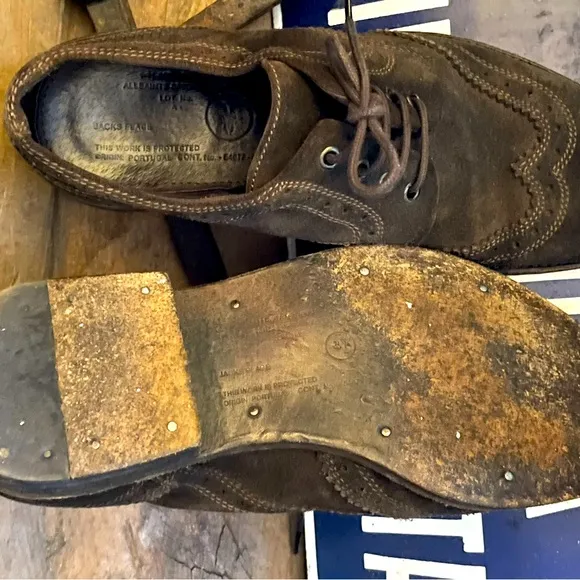 All Saints, Vintage Men's, suede, dark brown, Oxfords /Brogues.