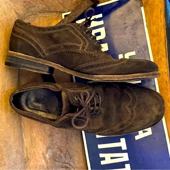 All Saints, Vintage Men's, suede, dark brown, Oxfords /Brogues.