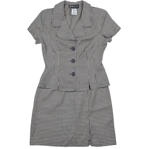All That Jazz Navy &amp; White Checkered Skirt Set Sz 7/8 Rockabilly Pin Up Girl