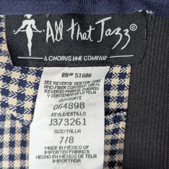 All That Jazz Navy &amp; White Checkered Skirt Set Sz 7/8 Rockabilly Pin Up Girl