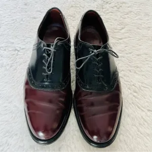 Allen Edmonds 2 Tone Black/Burgundy Genuine Leather Lace Up Oxfords Shoes 9 M