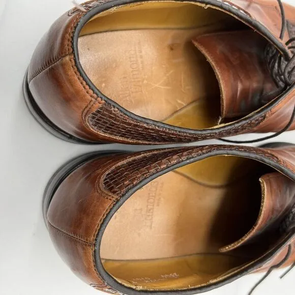 Allen Edmonds Brown Leather Basket Weave Lace‎ Up Oxfords US Men Sz 9 D  #2554