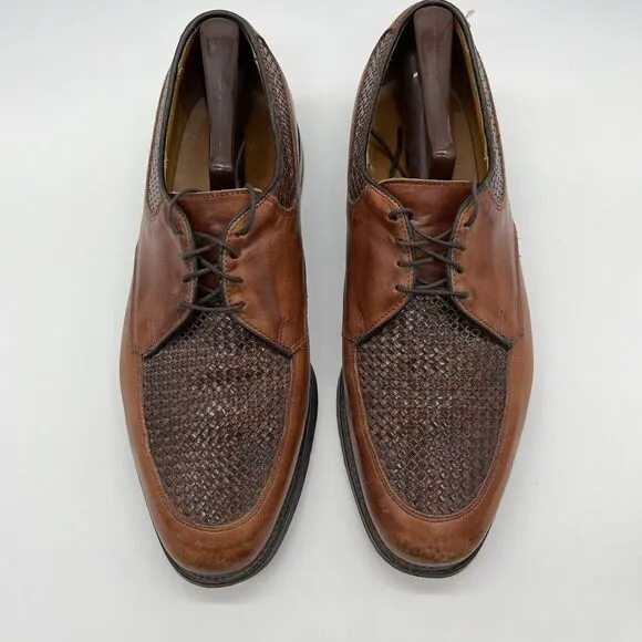 Allen Edmonds Brown Leather Basket Weave Lace‎ Up Oxfords US Men Sz 9 D  #2554