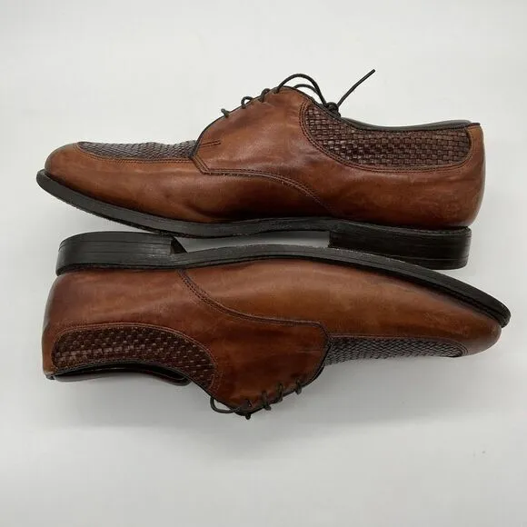 Allen Edmonds Brown Leather Basket Weave Lace‎ Up Oxfords US Men Sz 9 D  #2554