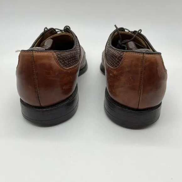 Allen Edmonds Brown Leather Basket Weave Lace‎ Up Oxfords US Men Sz 9 D  #2554