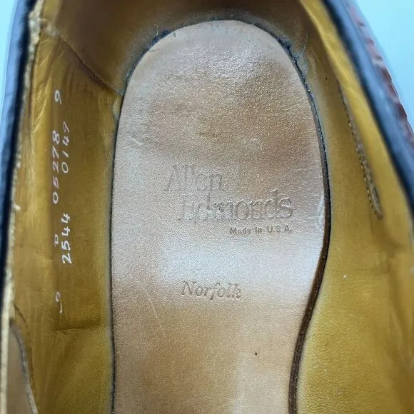 Allen Edmonds Brown Leather Basket Weave Lace‎ Up Oxfords US Men Sz 9 D  #2554