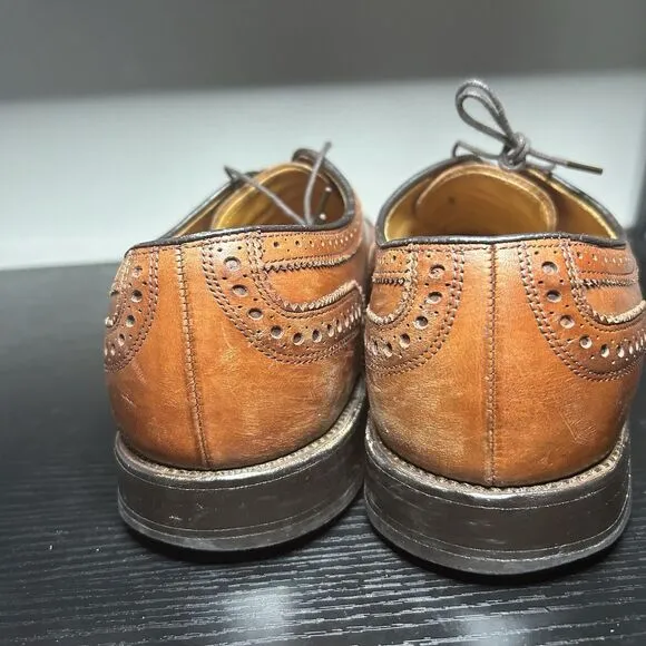 Allen Edmonds Fairhaven 10 D Brown Wingtip Leather Oxfords Shoes Tan Dress