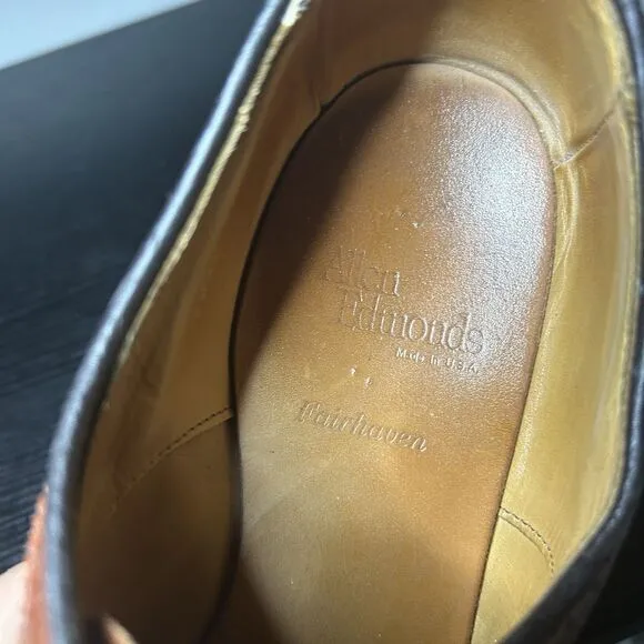 Allen Edmonds Fairhaven 10 D Brown Wingtip Leather Oxfords Shoes Tan Dress