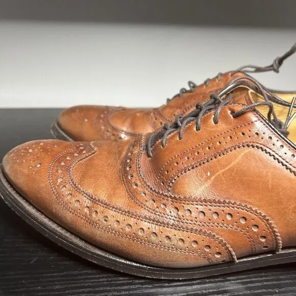 Allen Edmonds Fairhaven 10 D Brown Wingtip Leather Oxfords Shoes Tan Dress