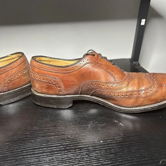 Allen Edmonds Fairhaven 10 D Brown Wingtip Leather Oxfords Shoes Tan Dress