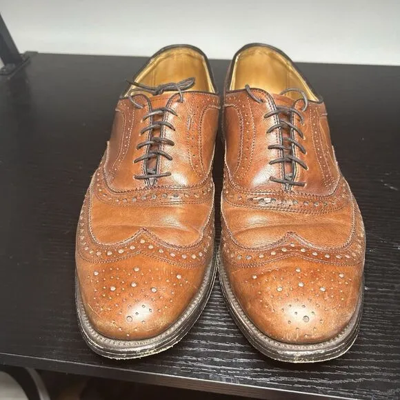Allen Edmonds Fairhaven 10 D Brown Wingtip Leather Oxfords Shoes Tan Dress