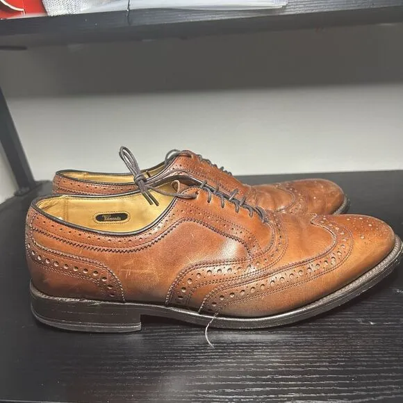 Allen Edmonds Fairhaven 10 D Brown Wingtip Leather Oxfords Shoes Tan Dress