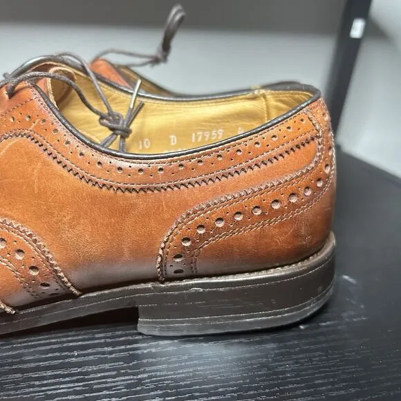 Allen Edmonds Fairhaven 10 D Brown Wingtip Leather Oxfords Shoes Tan Dress