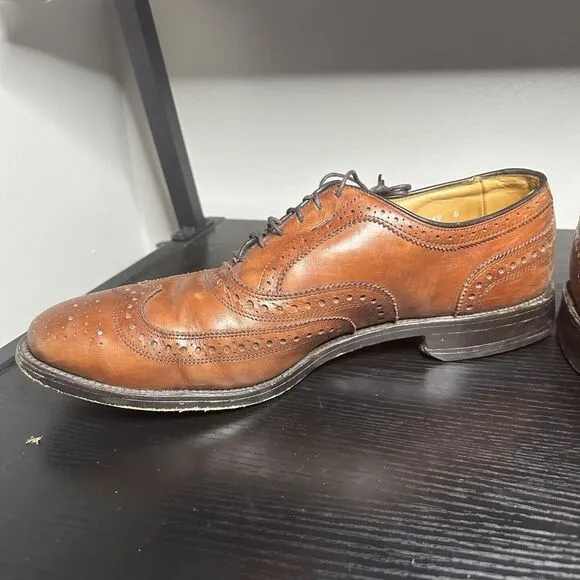 Allen Edmonds Fairhaven 10 D Brown Wingtip Leather Oxfords Shoes Tan Dress