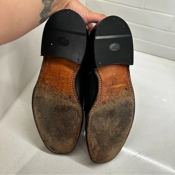 Allen Edmonds Hillcrest Black Leather Oxfords VTG Blue Laces sz 9