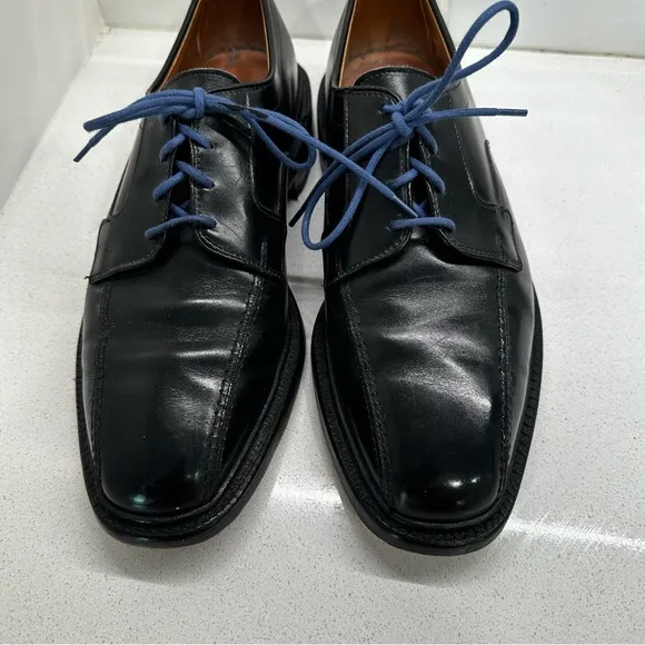 Allen Edmonds Hillcrest Black Leather Oxfords VTG Blue Laces sz 9