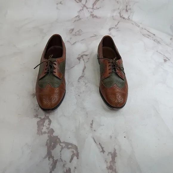 Allen Edmonds Oxfords Womens Size 7 Brown Green Leather AA Narrow Flats
