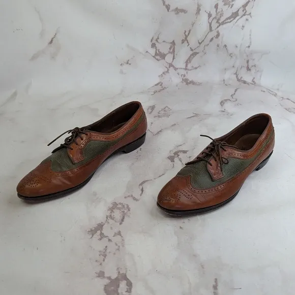 Allen Edmonds Oxfords Womens Size 7 Brown Green Leather AA Narrow Flats