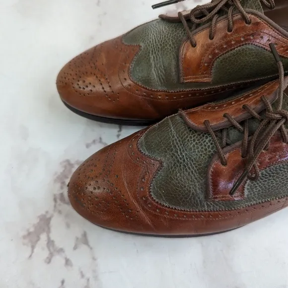 Allen Edmonds Oxfords Womens Size 7 Brown Green Leather AA Narrow Flats