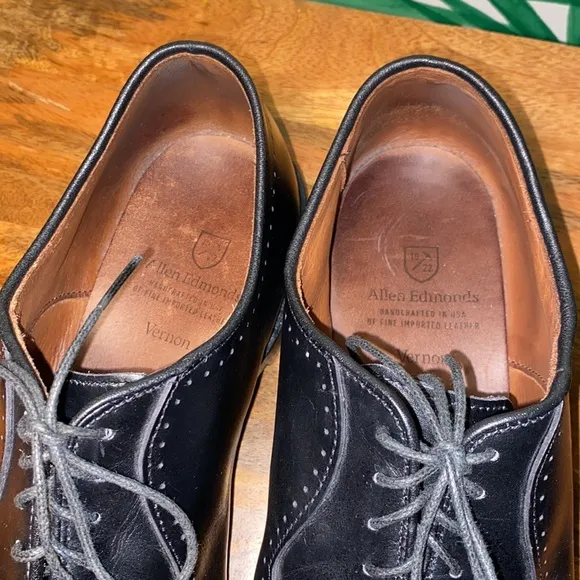 Allen Edmonds Vernon Black Leather Oxfords Men’s 9.5 D