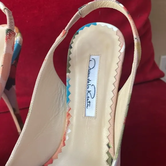 Almost new Oscar Dela Renta Floral fabric heels