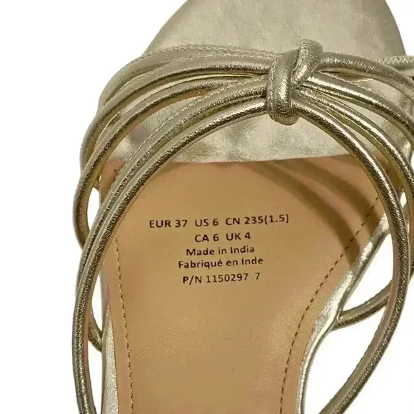 &amp; Other Stories Women’s Strappy Leather Slides 6 Yellow Metallic Luxe Chic NWB