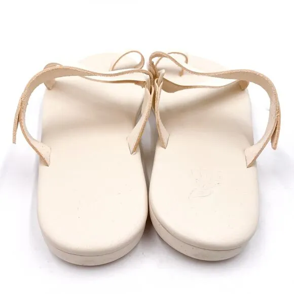 Ancient Greek Sandals Magda Off White Leather Open Toe Slides Sz 42 / 12 US