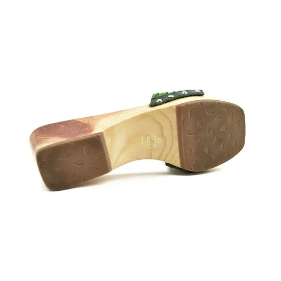 Ancient Greek Sandals Zeus   Dione The Harness Wooden Sole Clog Slides Green 37
