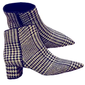 ANN TAYLOR BLOCK HEEL BOOTIE WITH HOUNDSTOOTH PATTERN BLK WHT SZ 6.5 NEW IN BOX