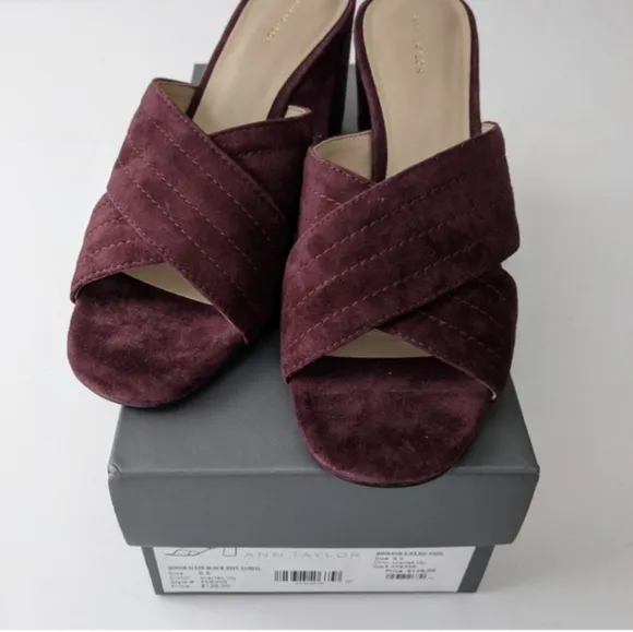 Ann Taylor Honor Slide Sandal Suede Block Heel Cross Cross Sandals NEW Box 8.5