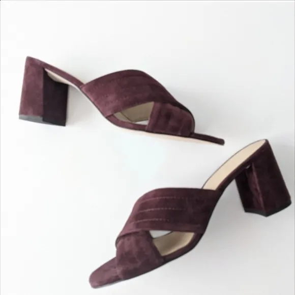 Ann Taylor Honor Slide Sandal Suede Block Heel Cross Cross Sandals NEW Box 8.5