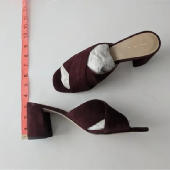 Ann Taylor Honor Slide Sandal Suede Block Heel Cross Cross Sandals NEW Box 8.5