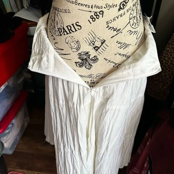 Ann Taylor loft NWT Elegant White Maxi Skirt 100%Cotton with built in slip