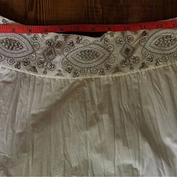 Ann Taylor loft NWT Elegant White Maxi Skirt 100%Cotton with built in slip