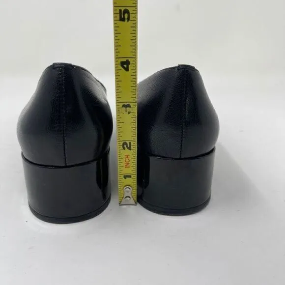 Anne Klein Women's Akhastobe Pumps Block Heels Slip On Black Leather Size 7M